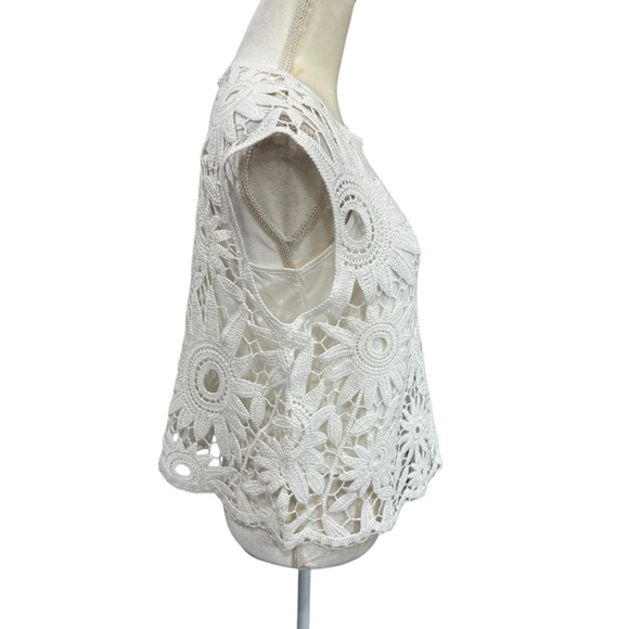Ted Baker London Ivory KATRNN Crochet Sleeveless Lined Top Size Ted 4 US 10 NWT - Picture 7 of 15